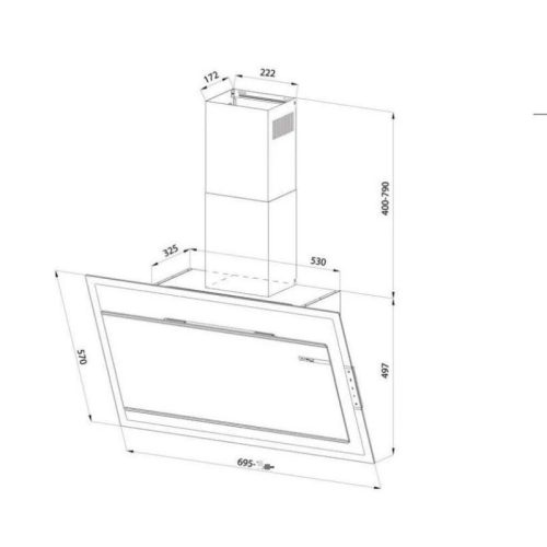 Kích thước máy hút mùi áp tường Eurosun EH-70CN78W