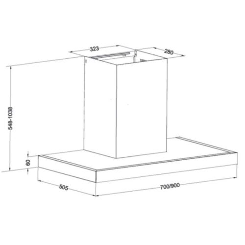 Kích thước máy hút mùi Eurosun EH-70AF77